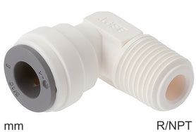 Elbow Push-In Fittings Plastic R/NPT-Threads Male Liquids And Food Metric
