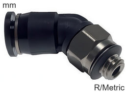Elbow Push-In Fittings Brass And Plastic R/Metric-Threads Male 45deg