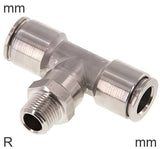 Imagen destacada de la colección - Push-In Tee Fittings Stainless Steel R-Threads Male Rotatable
