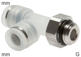 Push-In Tee Fittings Stainless Steel And PP G-Threads Male L-Shape