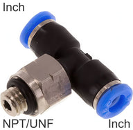 Push-In Tee Fittings Brass And Plastic NPT/UNF-Threads Male Inch