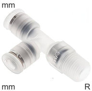 Push-In Tee Fittings Stainless Steel And PP R-Threads Male L-Shape