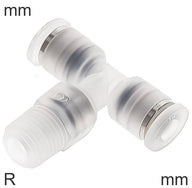 Push-In Tee Fittings Stainless Steel And PP R-Threads Male T-Shape