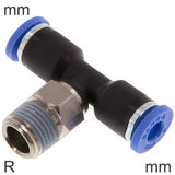 Imagen destacada de la colección - Push-In Tee Fittings Brass And Plastic R-Threads Male L-Shape