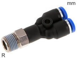 Push-In Y Fittings Brass And Plastic R-Threads Male (3-6mm)