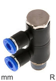Imagen destacada de la colección - 2-Way Distributor Push-In Fittings Brass And Plastic R-Threads Male