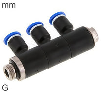 3-Way Distributor Push-In Fittings Brass And Plastic G-Threads Male