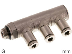 3-Way Distributor Push-In Fittings Brass G-Threads Male