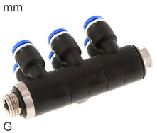 6-Way Distributor Push-In Fittings Brass And Plastic G-Threads Male