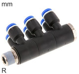 Imagen destacada de la colección - 6-Way Distributor Push-In Fittings Brass And Plastic R-Threads Male