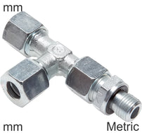 Compression Tee Fittings Stainless Steel Metric-Threads Male L-Shape Adjustable