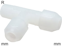 Compression Tee Fittings Plastic PVDF R-Threads Male Liquids And Food