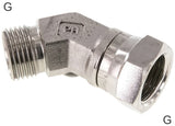 Imagen destacada de la colección - Angled Fittings 45deg Steel / Stainless Steel G-Threads Male/Female With 60deg Hose Cone PN350