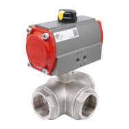 Pneumatic 3-Way Brass Ball Valves