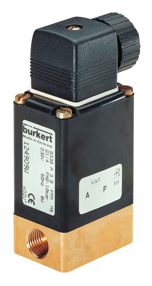 Solenoid Valve G1/4'' NO Brass FKM -12bar/0-174psi 230VAC 0330 86407