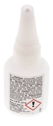 Loxeal Instant Adhesive 20ml Transparent 8-15s Curing Time Metal, Plastic And Neoprene/Nbr Surfaces