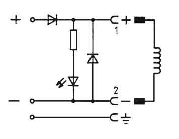 Connector 12-24V DC (DIN - A) with LED Recovery Diode and Polarity Protection - Burkert 2508 008373