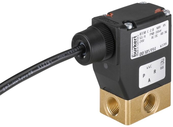 Solenoid Valve 3/2-Way G1/4'' Universal Brass FKM 0-6bar/87psi 230VAC/DC ATEX 0330 20027842