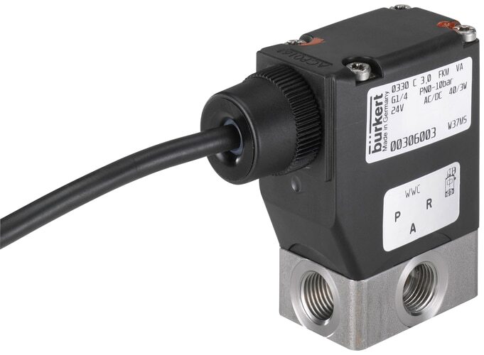 Solenoid Valve 3/2-Way G1/4'' NC Stainless steel FKM 0-10bar/145psi 24VAC/DC 0330 353614
