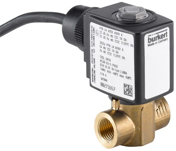 Solenoid Valve G1/4'' NC Brass FKM 0-16bar/232psi 230VAC/DC ATEX 6240 349316