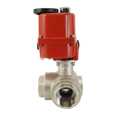 G 1/2 inch 3-Way Brass Modulating electric ball valve (L-port) 24 V AC/DC