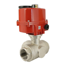 G3/4 inch 3-Way Brass Modulating electric ball valve (T- bore) 24 V AC/DC