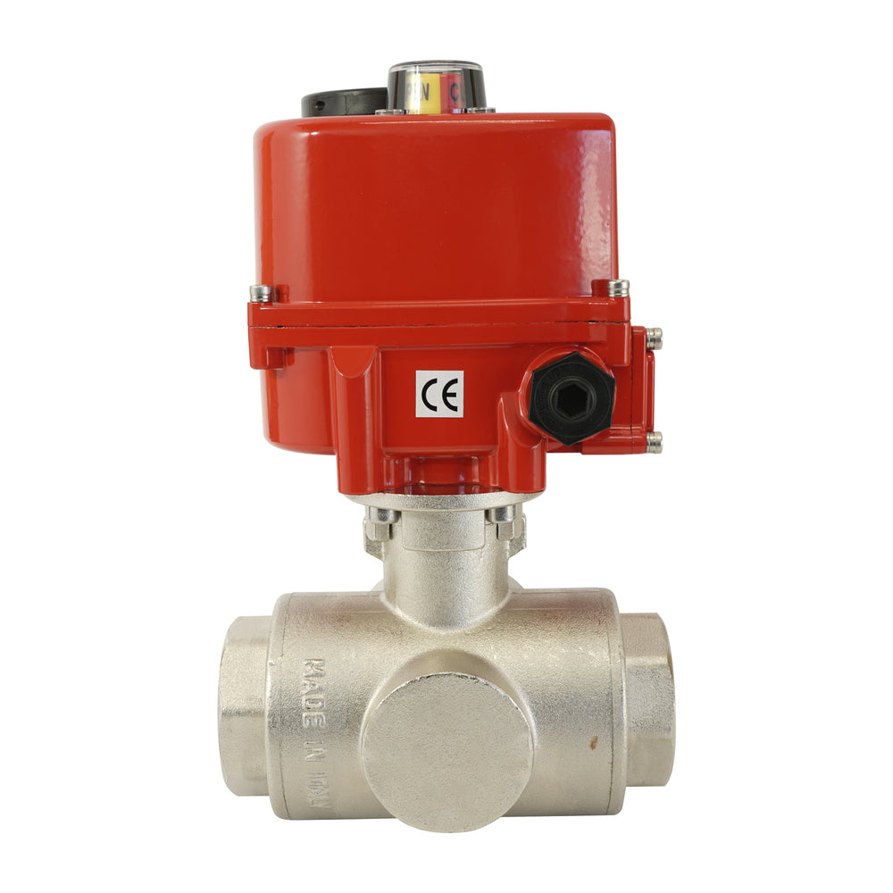 G 1 1/4 inch 3-Way Brass Modulating electric ball valve (T- bore) 24 V AC/DC
