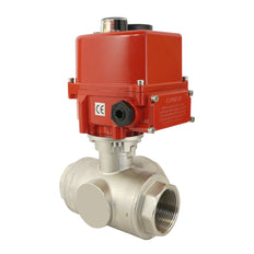G 1 inch 3-Way Brass Modulating electric ball valve (L-port) 24 V AC/DC