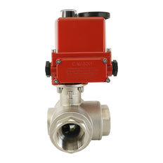 G3/4 inch 3-Way Brass Modulating electric ball valve (T- bore) 24 V AC/DC