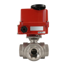G 1 1/4 inch 3-Way stainless steel electric ball valve (L-port) 24 V AC/DC