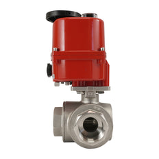 G3/4 inch 3-Way stainless steel Modulating electric ball valve (T- bore) 24 V AC/DC
