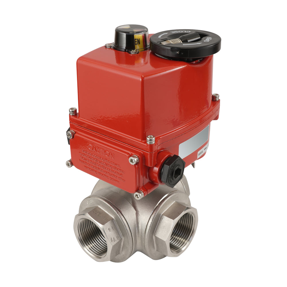 G3/4 inch 3-Way stainless steel Modulating electric ball valve (T- bore) 24 V AC/DC