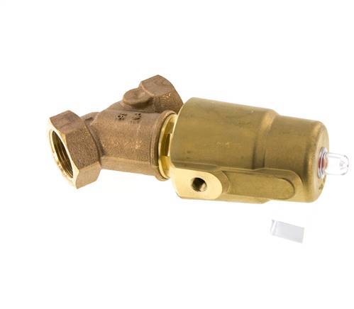 G1'' PTFE/NBR 16bar NC Angle Seat Valve (Closes Ag. Flow) Brass AL2
