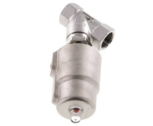 G3/4'' PTFE 20bar NC Angle Seat Valve (Closes Ag. Flow) Stainless-Steel/Brass AL2