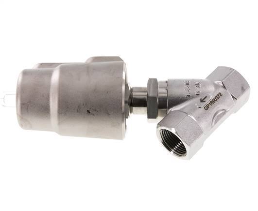G3/4'' PTFE 20bar NC Angle Seat Valve (Closes Ag. Flow) Stainless-Steel/Brass AL2
