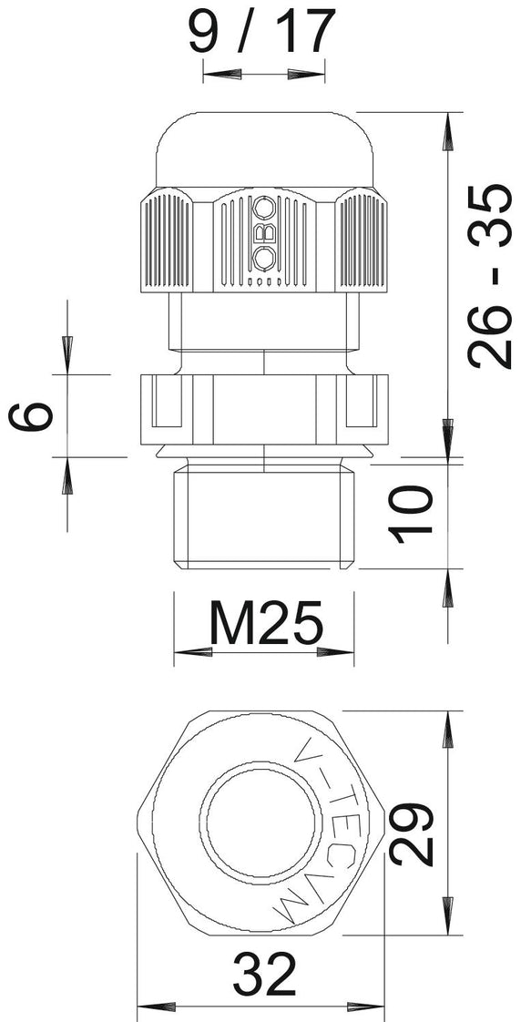 OBO V-Tec M25 Ip68 Abrazadera De Cable - 2022849 [5 Piezas]