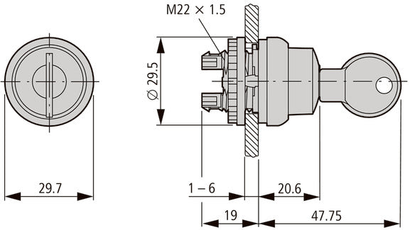 Eaton RMQ-Titan Interruptor De Llave De 2 Posiciones Con Retorno Por Resorte - 111790