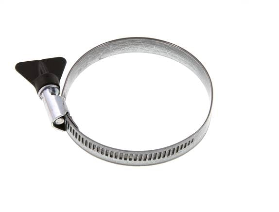 Abrazadera de manguera de 60 - 80 mm con banda de acero galvanizado de 12 mm con mango de mariposa - Norma [5 piezas]