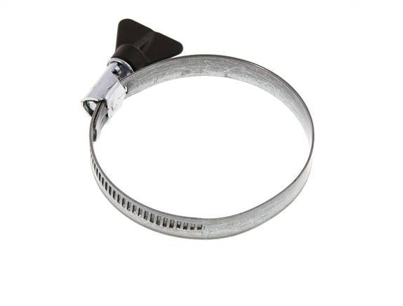 Abrazadera de manguera de 60 - 80 mm con banda de acero galvanizado de 12 mm con mango de mariposa - Norma [5 piezas]