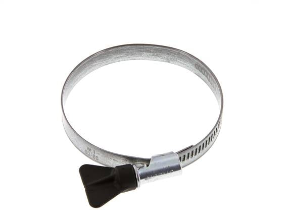 Abrazadera de manguera de 60 - 80 mm con banda de acero galvanizado de 12 mm con mango de mariposa - Norma [5 piezas]