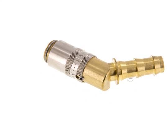 Latón DN 6 Enchufe de anclaje del molde 9,5 mm Protección de desbloqueo de la manguera 45 grados
