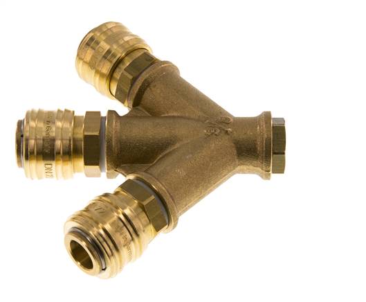 Acoplamiento de aire de latón DN 7.2 (Euro) Enchufe G 1/4 pulgada hembra para montaje en pared 3 vías