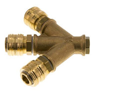 Acoplamiento de aire de latón DN 7.2 (Euro) Enchufe G 1/4 pulgada hembra para montaje en pared 3 vías