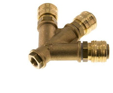 Acoplamiento de aire de latón DN 7.2 (Euro) Enchufe G 1/4 pulgada hembra para montaje en pared 3 vías