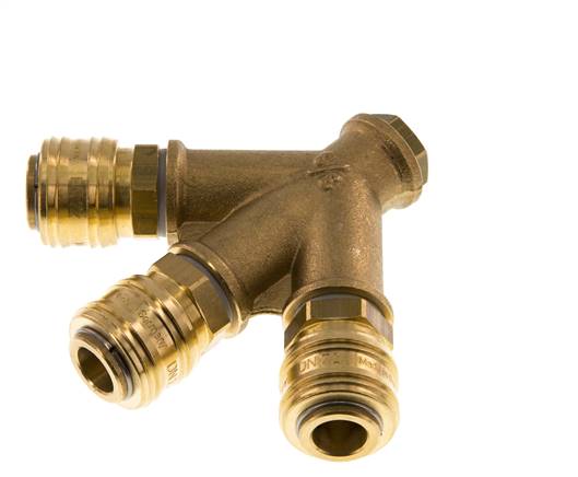 Acoplamiento de aire de latón DN 7.2 (Euro) Enchufe G 1/4 pulgada hembra para montaje en pared 3 vías