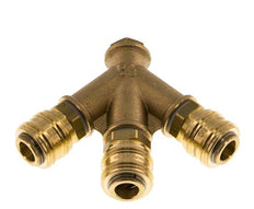 Acoplamiento de aire de latón DN 7.2 (Euro) Enchufe G 1/4 pulgada hembra para montaje en pared 3 vías