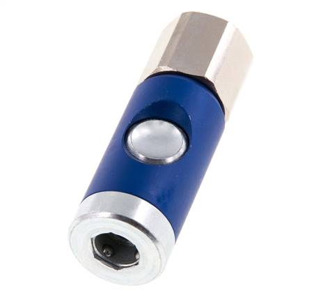 Enchufe de seguridad de acero templado DN 7.4 con botón pulsador G 1/2 pulgada Hembra
