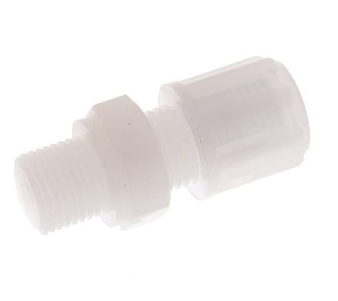 Racor de compresión recto de PVDF de 6x4 mm y G1/8'' con rosca macho 10 bar
