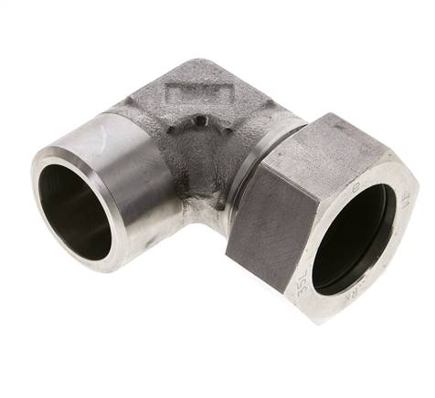 Accesorio de corte en codo de acero inoxidable de 35L y 40mm con extremo para soldar 160 bar ISO 8434-1