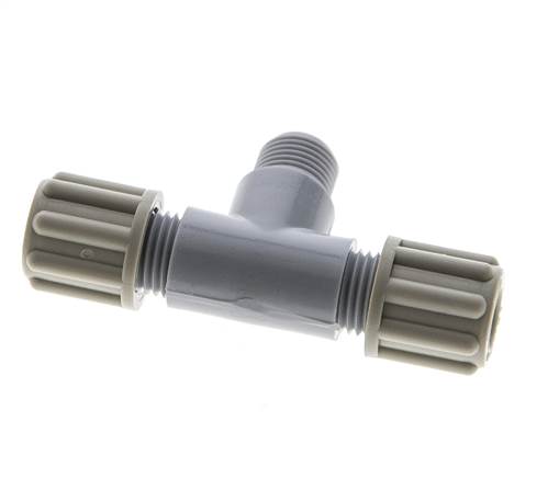 Accesorio de compresión en T de 6x4mm y G1/8'' PA con rosca macho 10 bar [2 piezas]